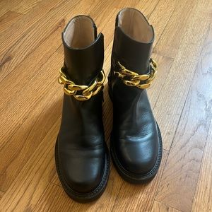 Stuart Weitzman Leather Chain Link Accent Boots